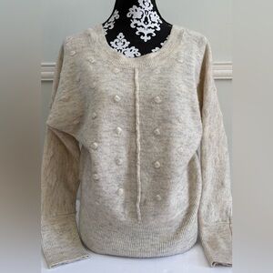 William Rast Cream Textured Knit Sweater